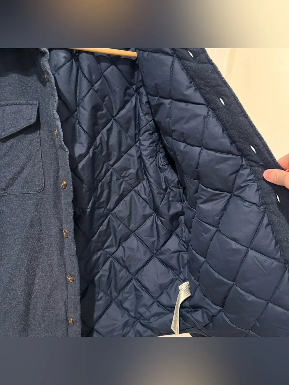 Patagonia Men Insulated Fjord Flannel Shirt Jacket Navy Sz Small